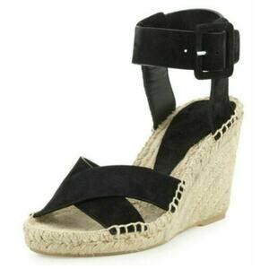 Vince Made in Spain Sueded Leather Espadrille Wedges Sz 7